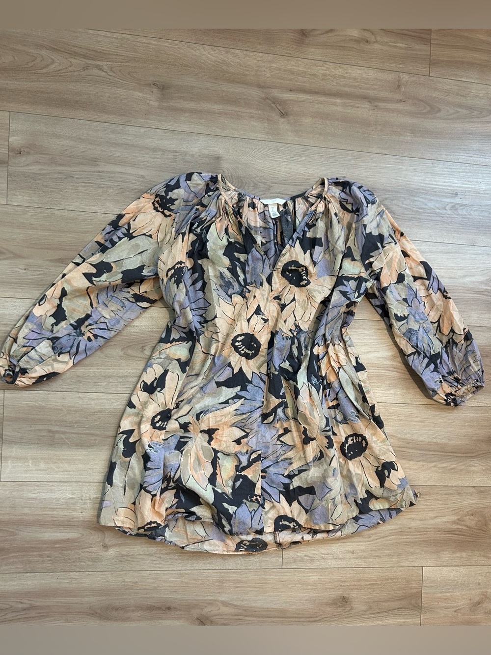 H&M Floral V-Neck Tunic - Peach & Lavender